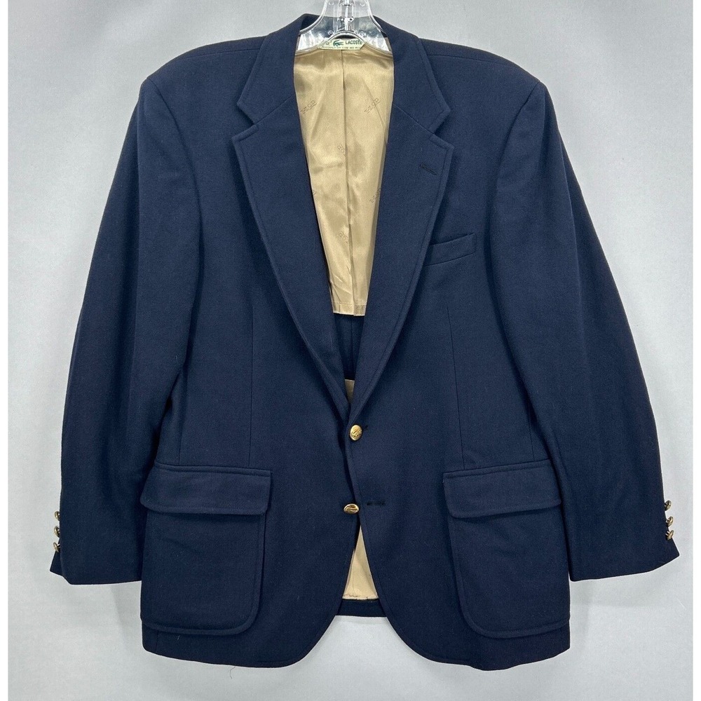 Vintage Izod Lacoste Jacket Blazer Mens 40R Navy Wool Croc Buttons‎ Patch Pocket